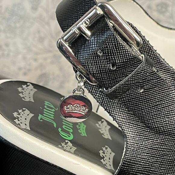 Juicy Couture Black Wedge Sandals Sz 10 Y2K Platform Vintage 2000s retro chunky - Picture 5 of 14